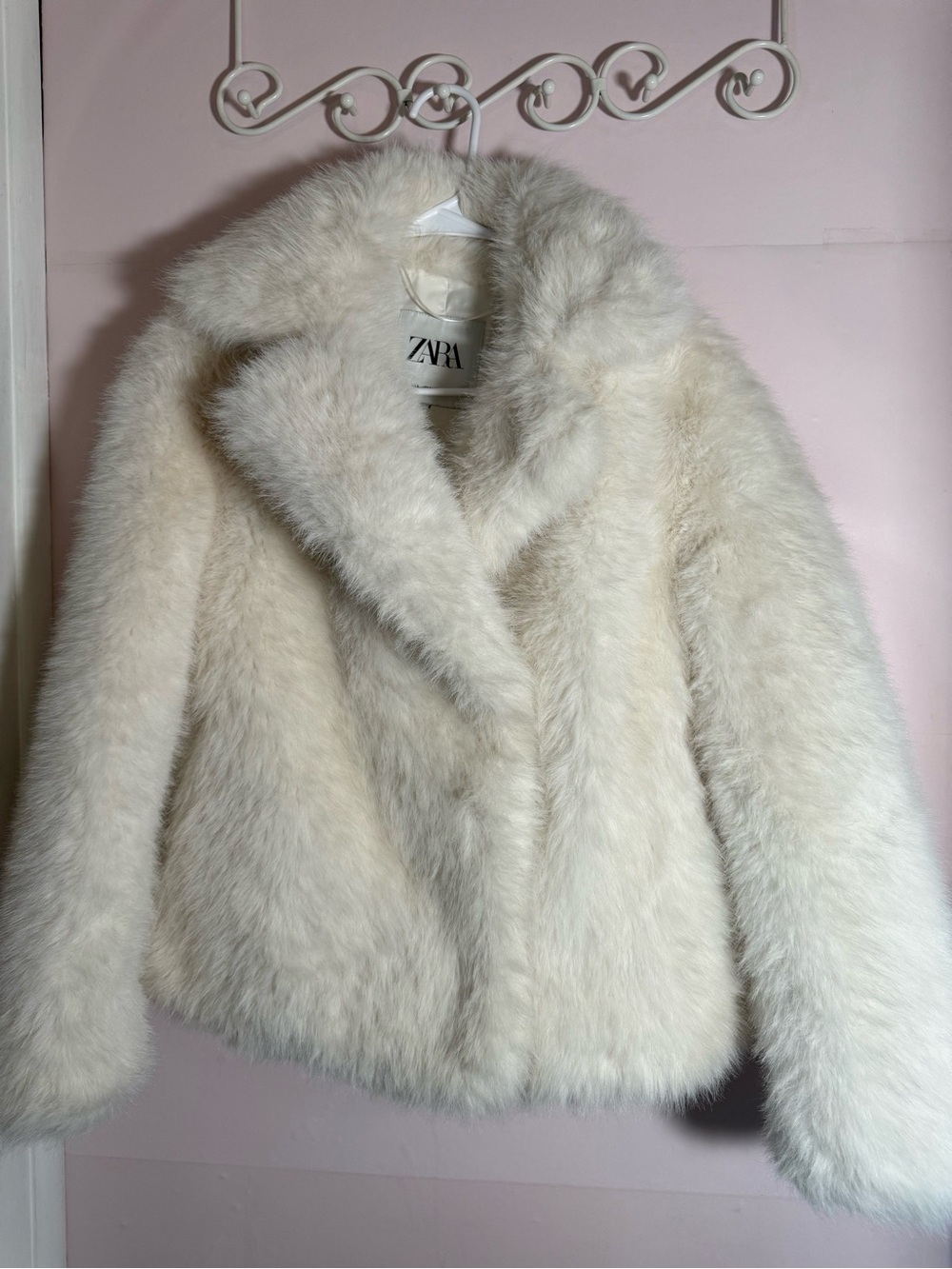 Zara Cream Faux Fur Teddy Jacket
